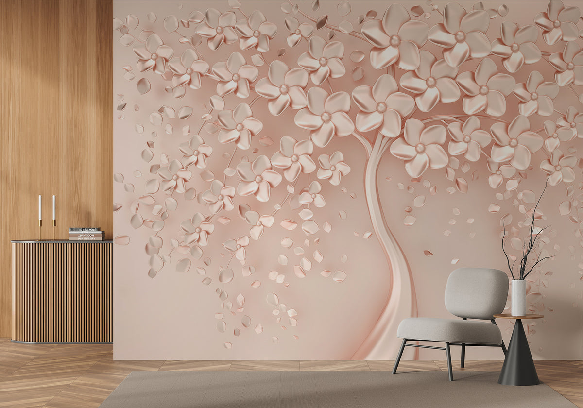 Tree 3D Rose Gold Wallpaper