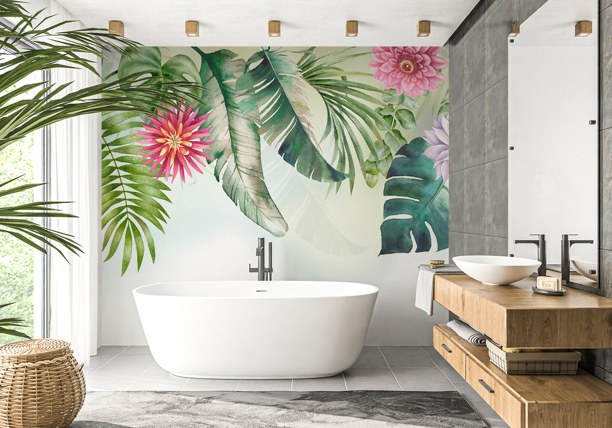 Botanic bathroom wallpaper