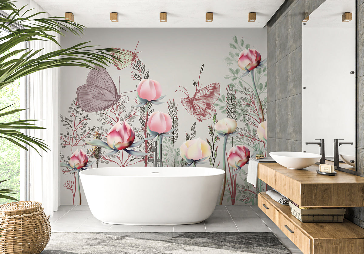 Fleur & Tulipe bathroom wallpaper