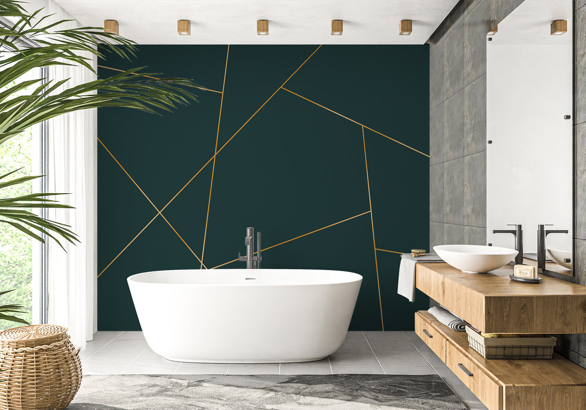 Green Zig Zag bathroom wallpaper