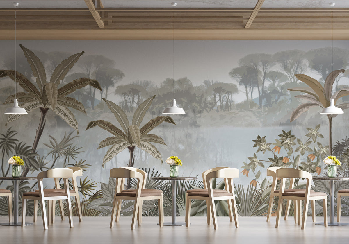 Jungle restaurant wallpaper trend painting