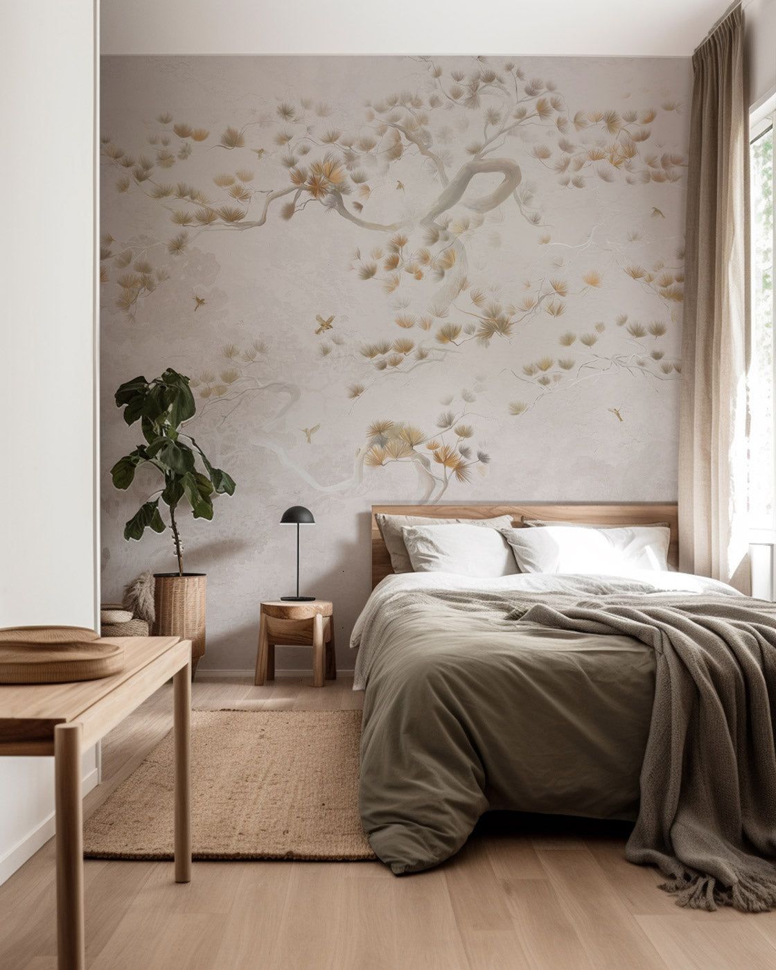 Papier peint japonisant - Brume de pins
