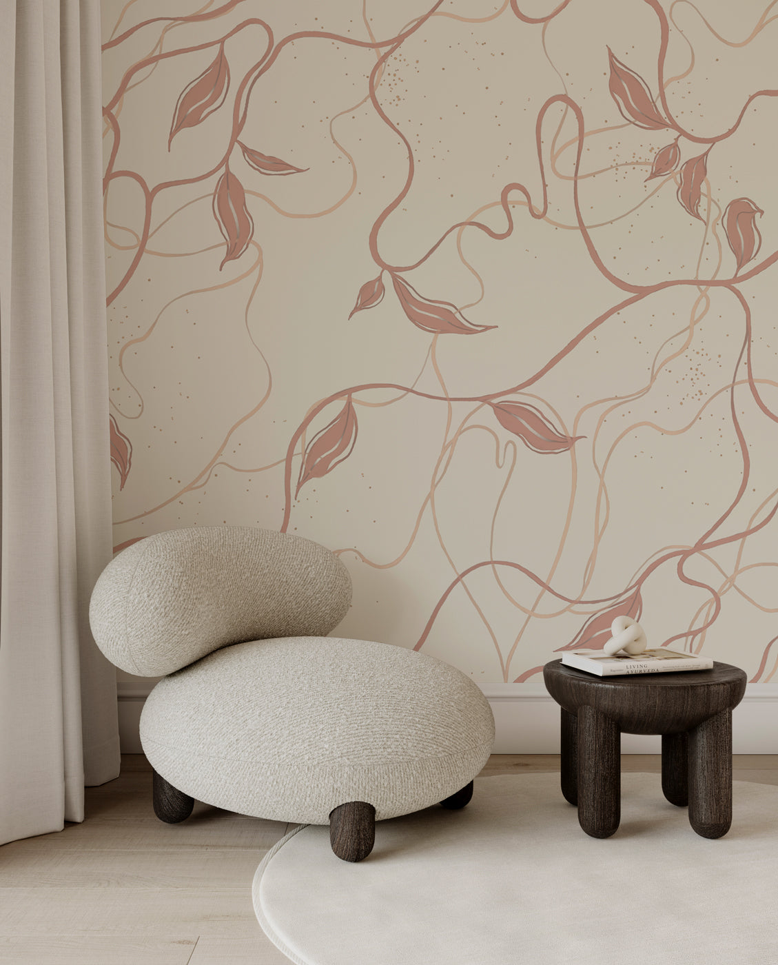 Papier peint floral -  Lignes jasmin