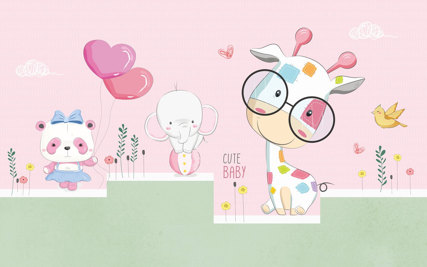 Papier peint panoramique Craquante Girafon, mural concept, tendance