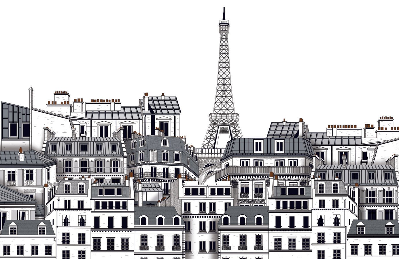 Papier peint salle de bain Français les toits Parisiens, mural concept, tendance