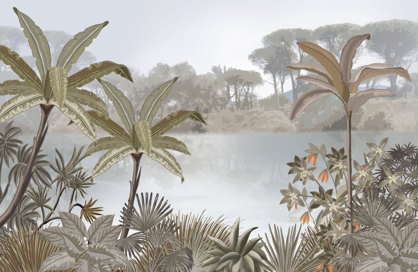 Papier peint sur mesure Jungle tendance peinture, mural concept, tendance