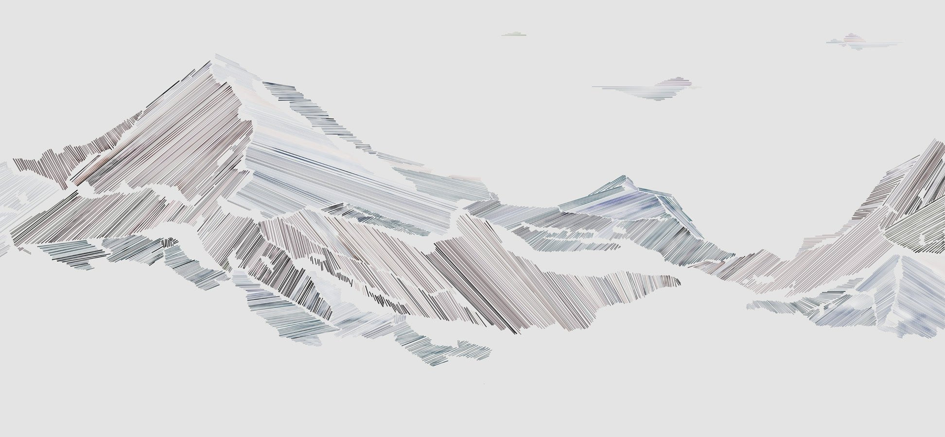 Papier peint restaurant montagne graphique style, mural concept, tendance