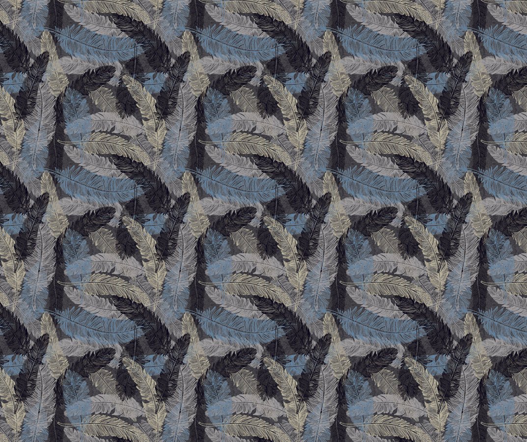 Papier peint plume & Bleu profond, mural concept, tendance