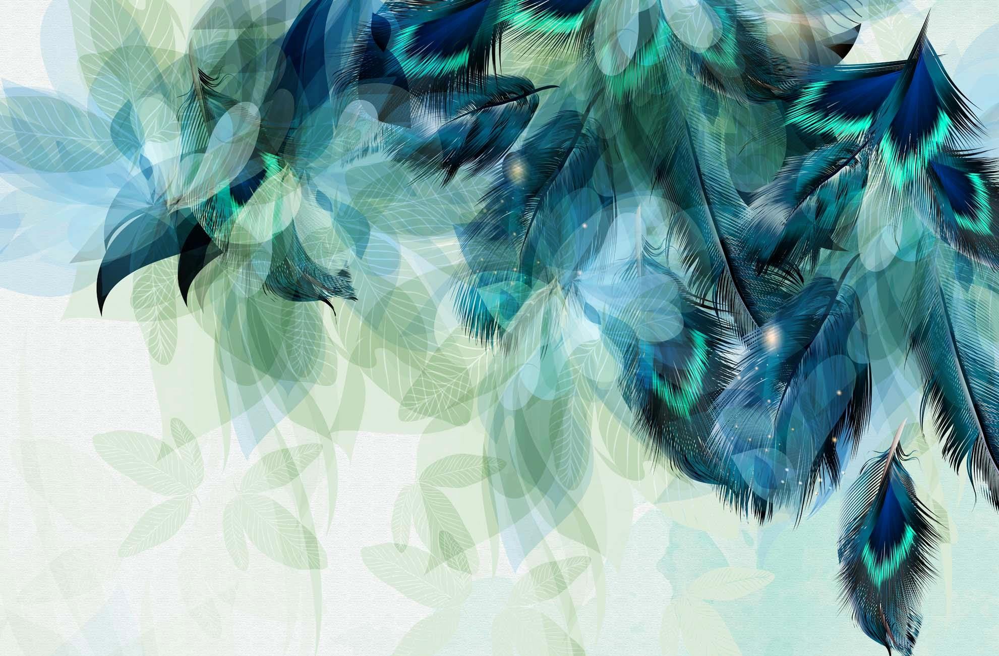 Papier Peint salle de bain Plume Ethnique Paon, XXL, tendance