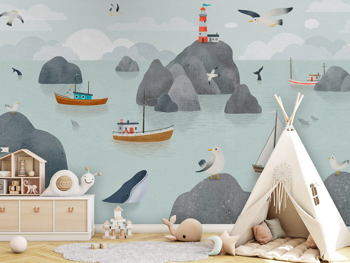 Papier peint enfant - Histoires en bord de mer - Muralconcept