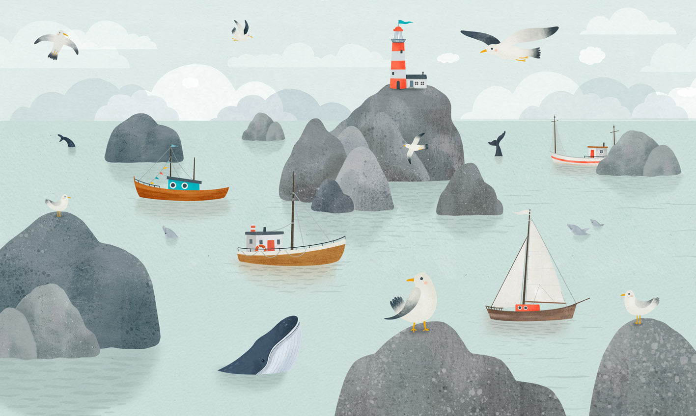 Papier peint enfant - Histoires en bord de mer - Muralconcept