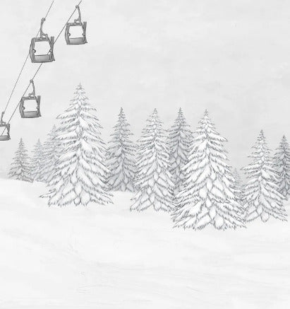 Black & white gondola mountain wallpaper