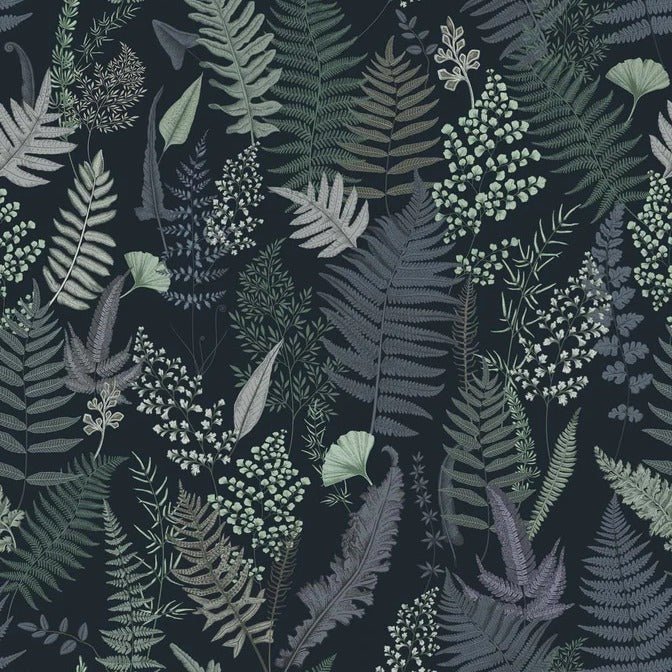 Papier peint feuille dense bleu marine, XXL, tendance