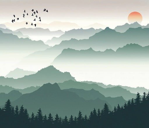 Papier peint montagne et voile sur le lac