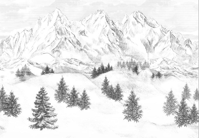 Papier peint montagne sommets de Chamonix, XXL, tendance