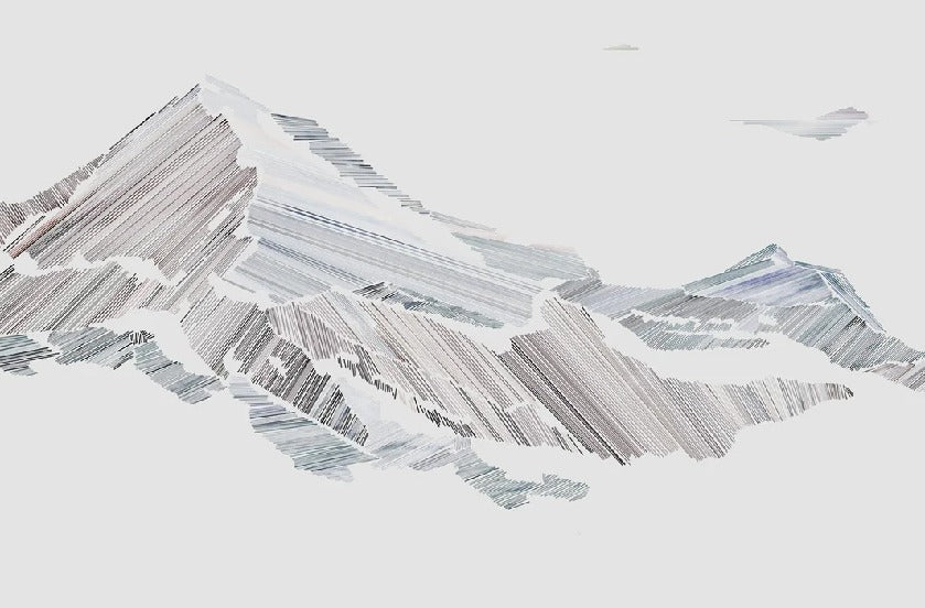 Papier peint restaurant montagne graphique style, XXL, tendance