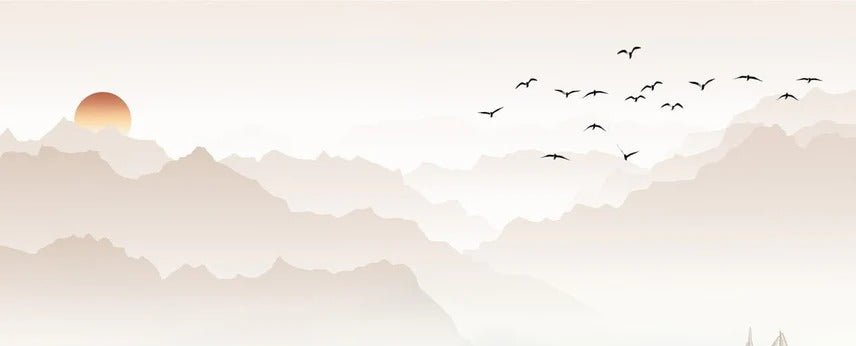 Papier peint montagne dans brume terracotta