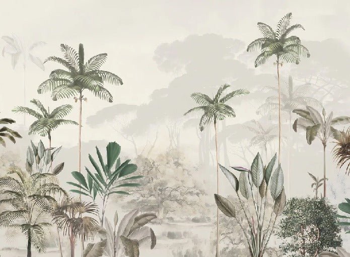 Panoramic jungle eden green wallpaper