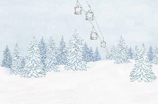 Papier peint montagnes télécabine bleu, XXL, tendance