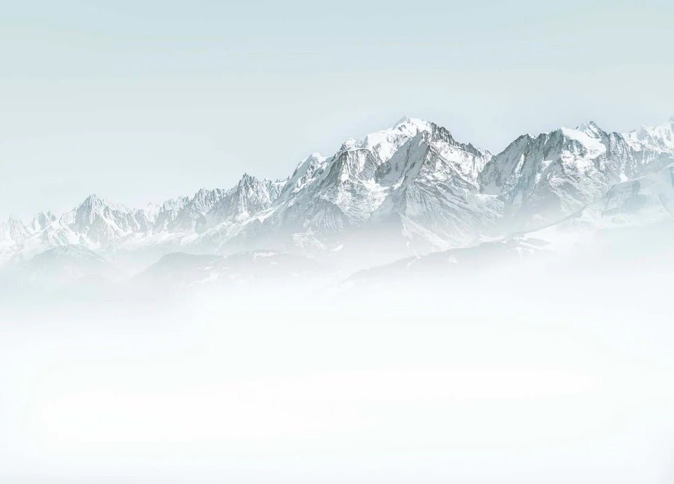 Papier peint Mont Blanc dans la brume bleu