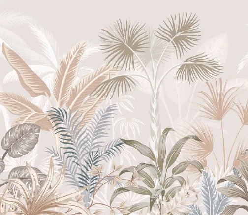 Papier peint panoramique jungle terracotta, mural concept, tendance