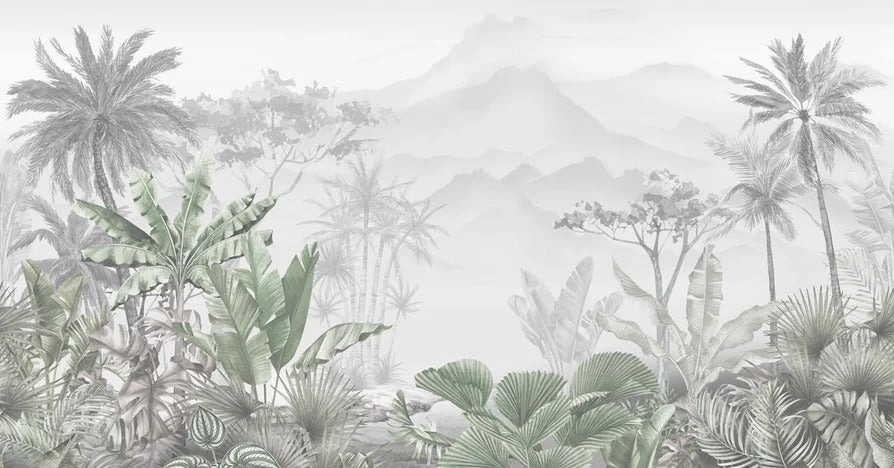 Papier peint tendance tropical vert