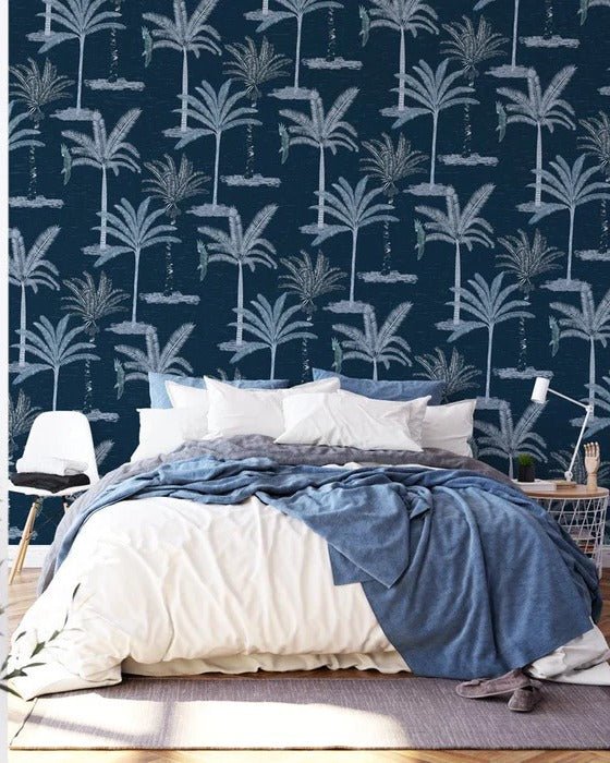 Blue jungle palm tree wallpaper