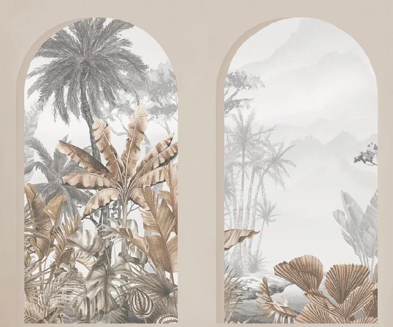 Papier peint arches tropicales sépia