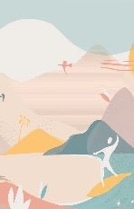 Beach art deco panoramic wallpaper