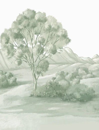 Papier peint paysage poétique vert