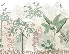 Papier peint panoramique jungle pastel, XXL, tendance