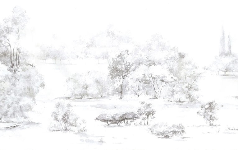 Watercolor pine forest wallpaper