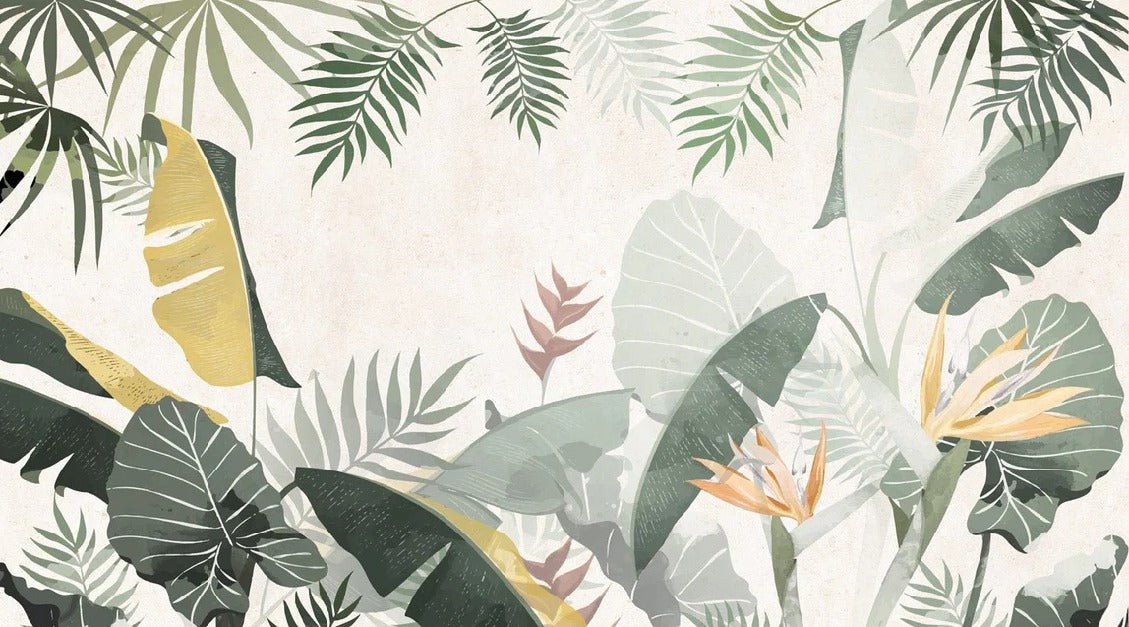 Papier peint sur mesure végétal vert jaune, XXL, tendance