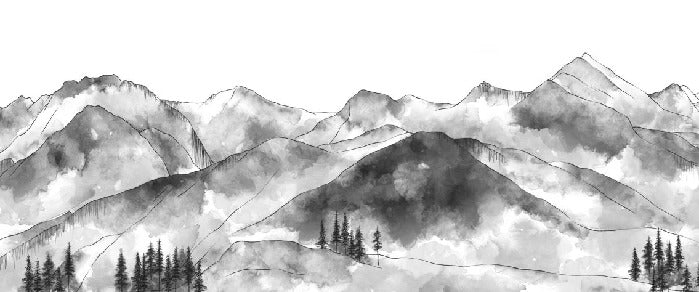 Papier peint montagne chaine des Aravis noir et blanc