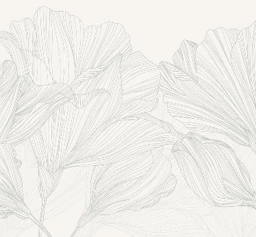 Panoramic wallpaper grey and white waltz of flowers