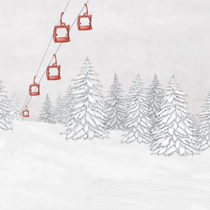 Papier peint montagne télécabine rouge