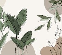 Papier peint panoramique végétal graphique taupe