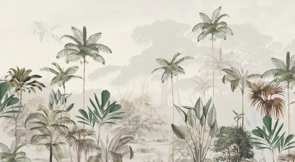 Panoramic jungle eden green wallpaper
