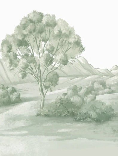 Papier peint paysage poétique vert, XXL, tendance