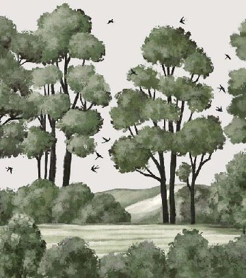Papier peint paysage rivière forêt vert, XXL, tendance