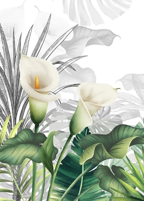 Papier peint salle de bain nature lys blanche, XXL, tendance