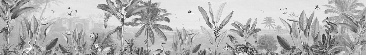 Papier peint mirage tropical noir et blanc