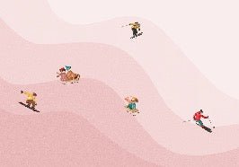Papier peint enfant skieurs rose