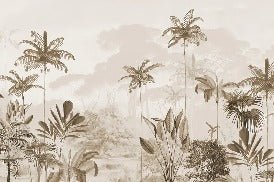 Panoramic jungle eden sepia wallpaper