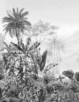 Papier peint tendance tropical noir et blanc