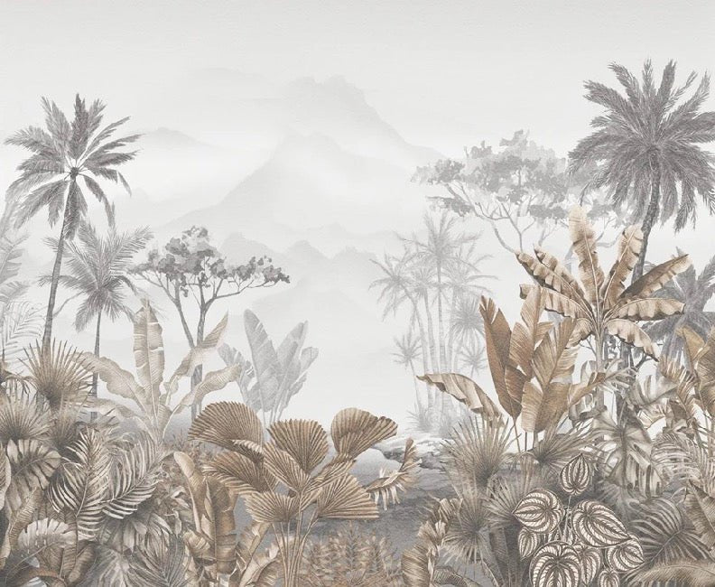 Papier peint tendance tropical sepia, XXL, tendance