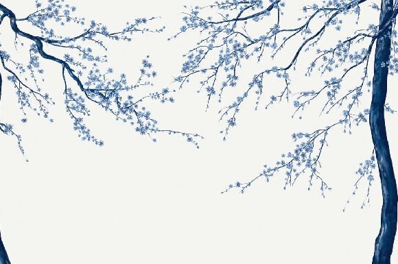Papier peint panoramique fleur Sakura blanc