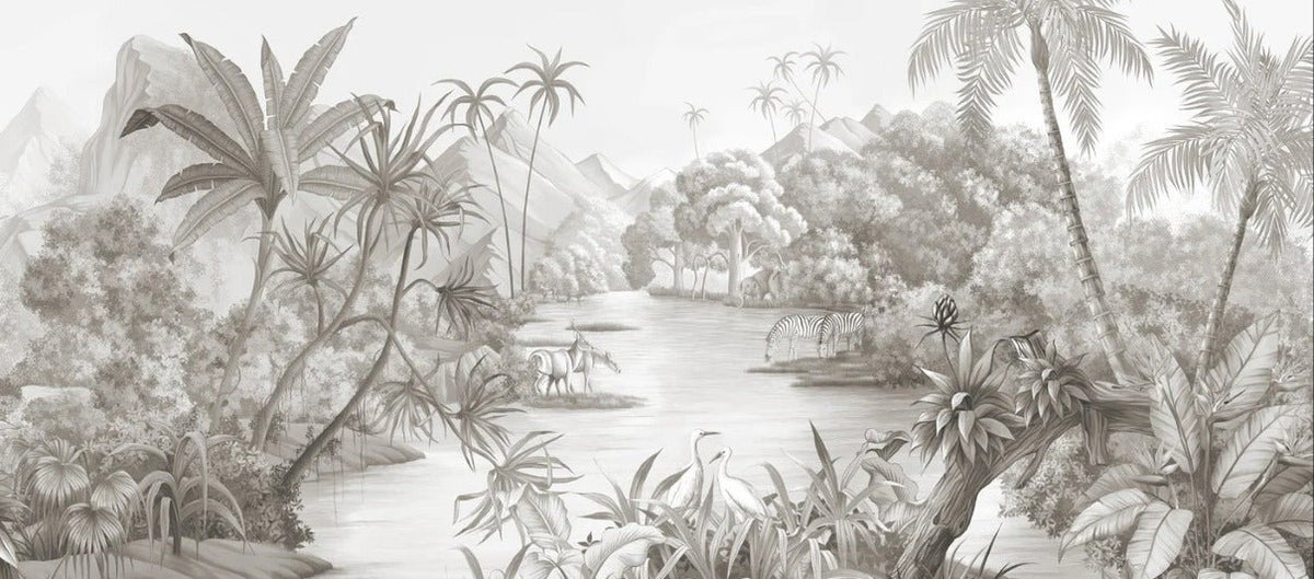 Papier peint panoramique jungle pittoresque