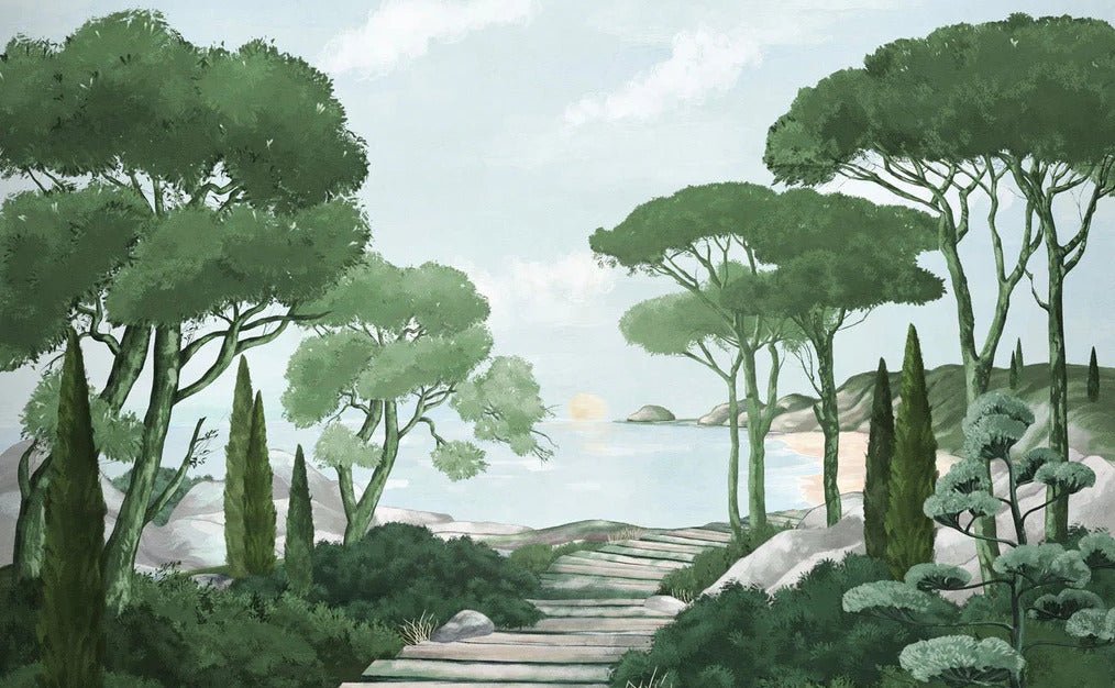 Stroll in the calanques wallpaper green