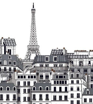 Papier peint salle de bain Français les toits Parisiens, XXL, tendance
